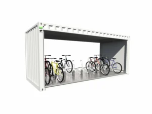 20-Foot Shipping Container Bike Shelter (18 Bikes, Open Both Sides)