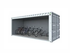 20-Foot Shipping Container Bike Shelter (16 Bikes, Semi-Open)